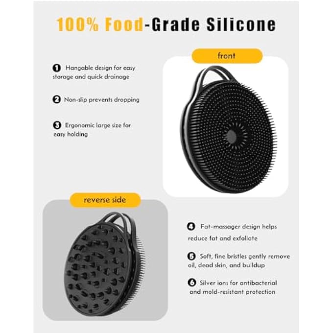 EKOTTOK 2 in 1 Silicone Body Brush, Anti-Cellulite Massage Exfoliating Shower Brush for Men and Women, Remove Dead Skin, Reduce Cellulite, Improve Circulation - Image 4